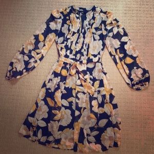 Navy and gold floral dress